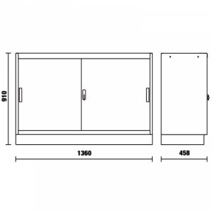 Pevný modul s posuvnými 2 dvířky, délka 1.360 mm, pro sestavu dílenského nábytku C45PRO MAL