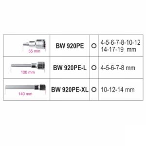 Sada imbus na golu krátké a dlouhé profi Beta na1/2" golu, imbus havice 5až19mm na golu 1/2" krátké a dlouhé BetaWork, v plastovém kufříku BW923E-PE/C18 BETA WORKER