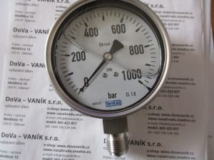 Manometr 1000bar s glicerinem G 1/2" spodní závit půměr 100mm nerez Wika manometr do 1000bar se závite G1/2" půměr 100mm