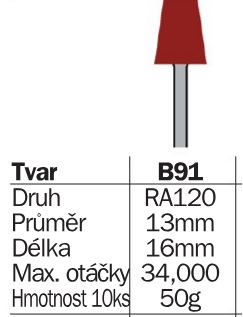 Brusné tělísko korundové kužel se stopkou 3mm B91 malé tělísko brusné kuželové 