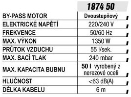 dílenský Vysavač pro suché|i mokré vysávání, 50 l vyrobeno z nerezové oceli profi Beta 187450, průmyslový vysavač nerezový 50L betatools