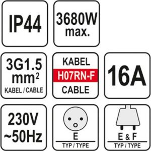 venkovní Prodlužovací kabel s gumovou izolací 10m, 20m s roztrojkou , prodlužovák venkovní s roztojkou 220V 230V 240V 250V